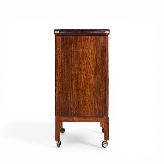 Bruksbo Torbjørn Afdal for Bruksbo Mid Century Danish Rosewood Expanding Bar Cart For Sale - Image 4 of 10