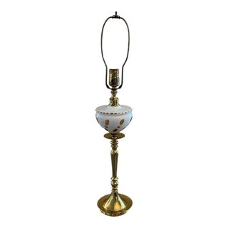 Vintage Brass & Glass Accent Lamp For Sale