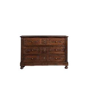 French Carved Chest of Drawers in Original Patina, Antique, France, Early 19th Century For Sale