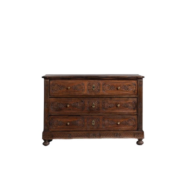 French Carved Chest of Drawers in Original Patina, Antique, France, Early 19th Century For Sale