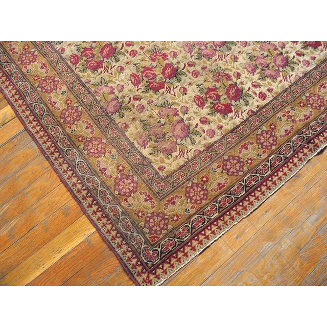 1850s Ivory Floral Antique Persian Ashar Rug 4' 4" X 7' 3" Handknotted Wool Carpet For Sale In New York - Image 6 of 6