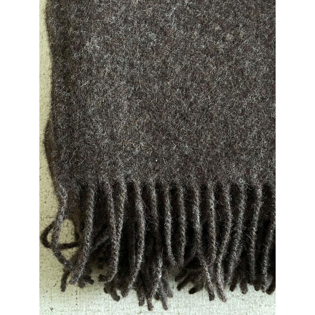 Alpaca Wool Throw With Fringe in Dark Coco For Sale In Los Angeles - Image 6 of 7
