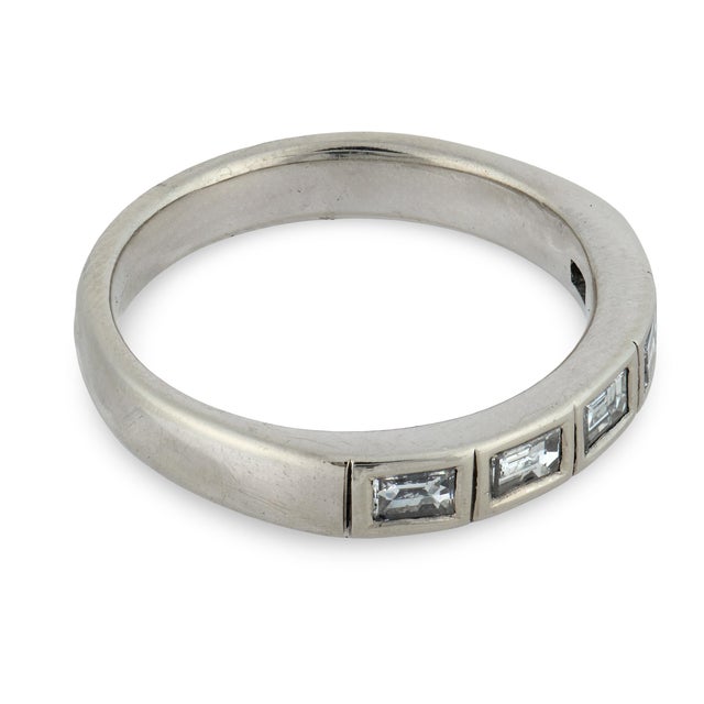 1960s Mid Century Diamond 14k White Gold Wedding Band, Size 6.75 For Sale - Image 4 of 6