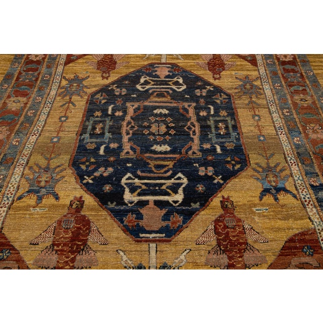 Textile Brown Vintage Bakshaish Handmade Wool Rug With Medallion Design For Sale - Image 7 of 9