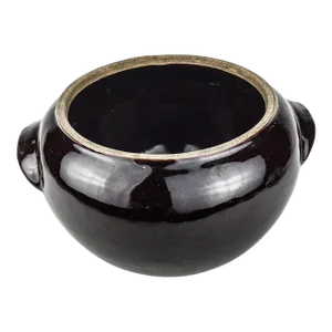 Deep Brown Stoneware Glazed Artisan Planter/Beanpot