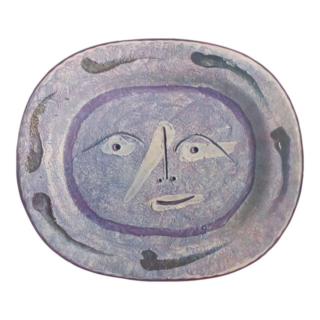 1950 Swiss Print of Picasso's Ceramic Platter "Smiling Face" For Sale