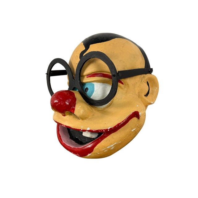 Large Vintage Carnival Clown Mask in Fiberglass, 1990s For Sale - Image 3 of 14