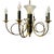 1980s Postmodern 7-Light Brass and Black Enamel French Horn Chandelier For Sale