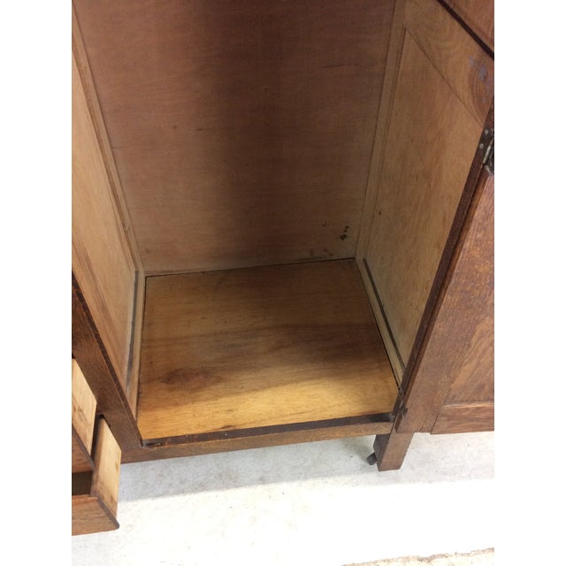 Antique Oak Side by Side Armoire With Mirror For Sale - Image 9 of 12