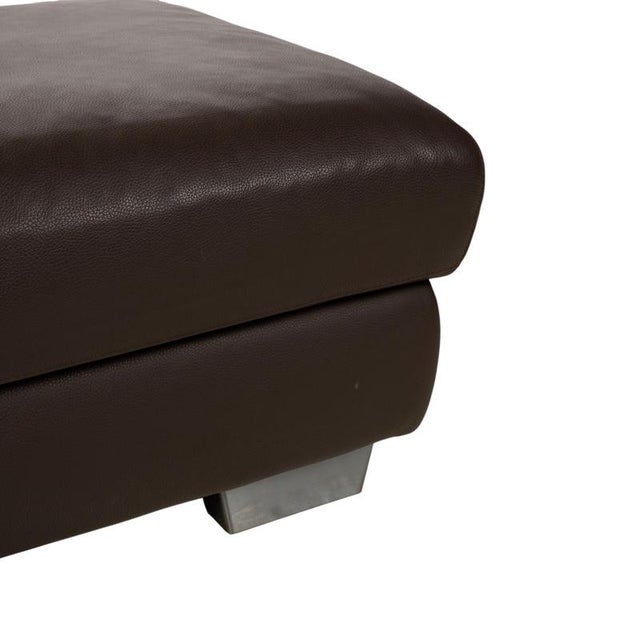 Modern Courage Leather Stool in Brown Mocha from Ewald Schillig For Sale - Image 3 of 9