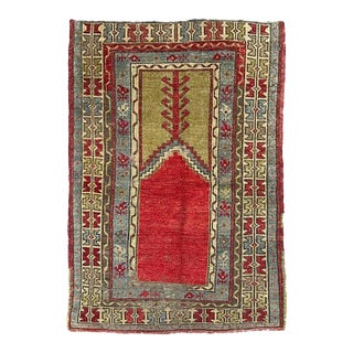 Handmade Antique Turkish Anatolian Prayer Rug. 3'0" X 4'2" For Sale