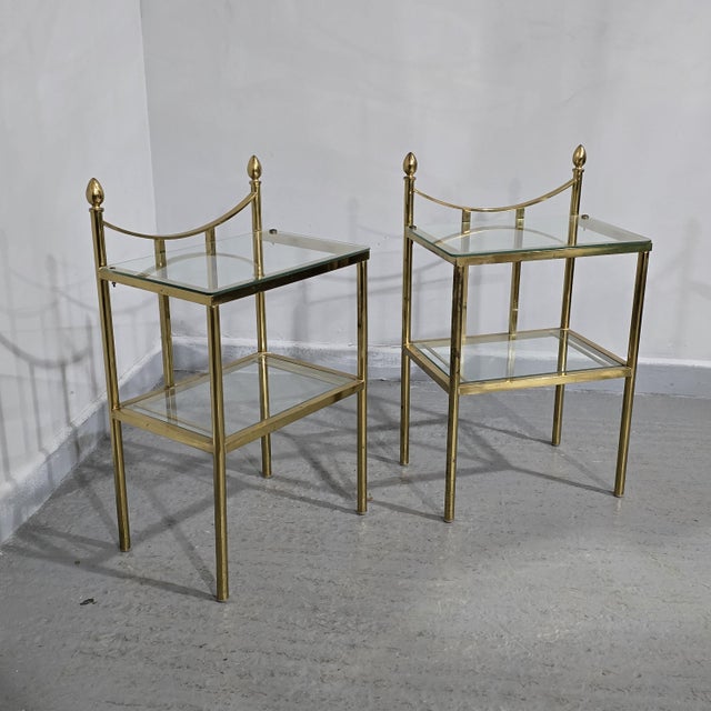 Brass and Glass Side Tables, 1930, Set of 2 For Sale - Image 4 of 13