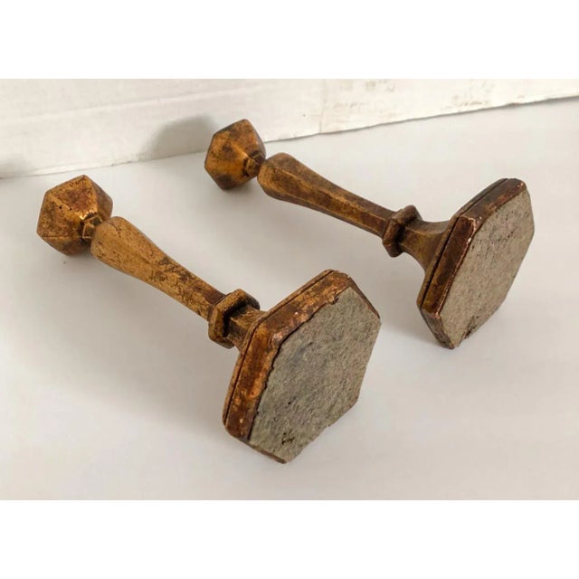 French 1920s Gilded Art Nouveau Gold Candlestick Pair For Sale - Image 3 of 5