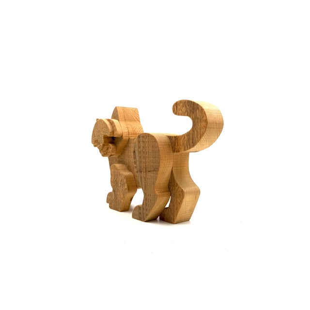 Bottega Michelangeli, Cat Wood Sculpture, Orvieto Italy 1970s For Sale - Image 6 of 12