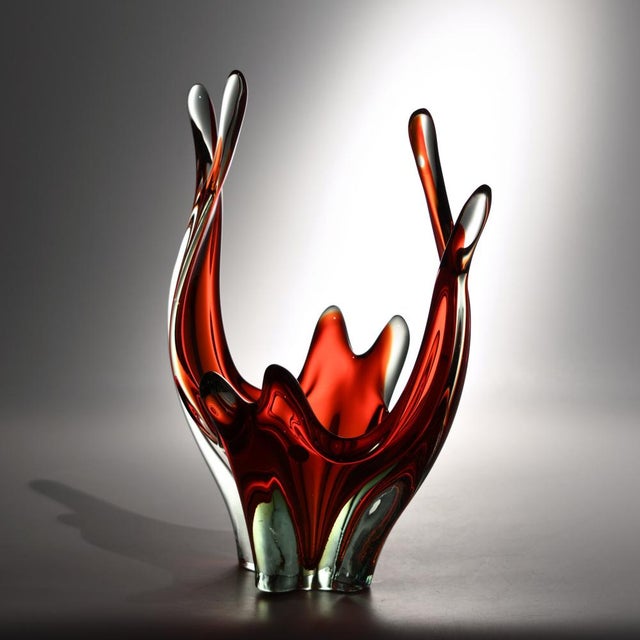 Red and Uranium Murano Glass Bowl, 1960s For Sale - Image 10 of 15