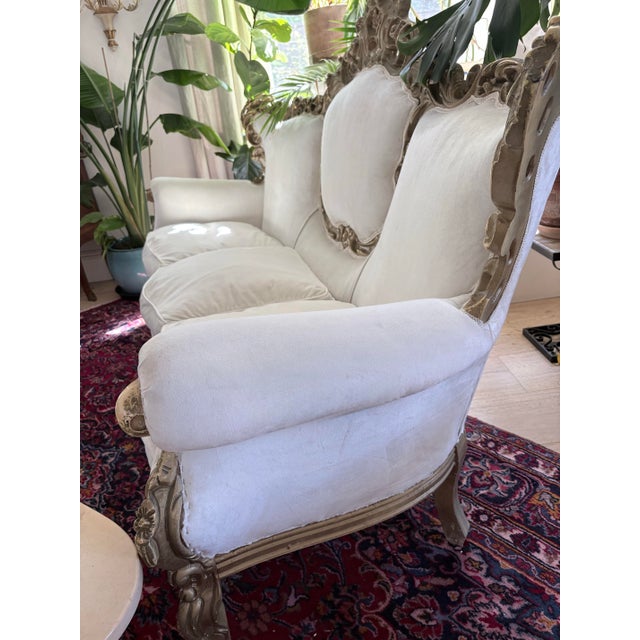 Late 20th Century Rococo Revival Louis XV Style Carved Sofa With Ivory Upholstery For Sale In San Diego - Image 6 of 12