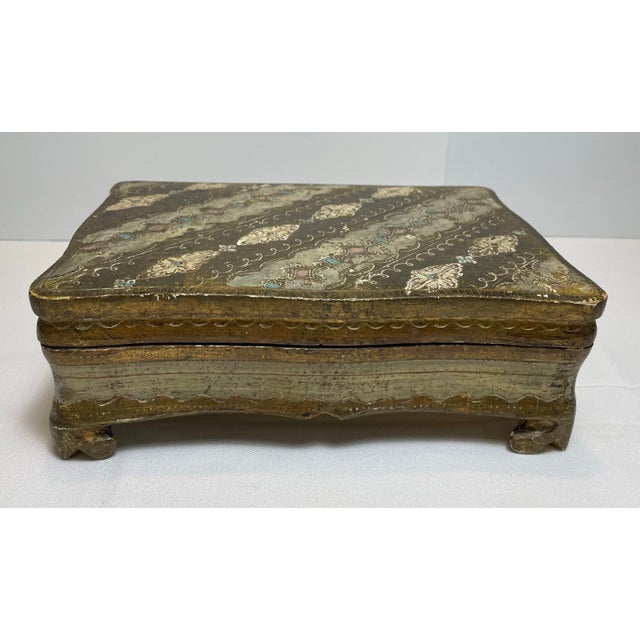 Grand Tour Vintage Florentine Footed Gilt Wood Box For Sale - Image 3 of 4