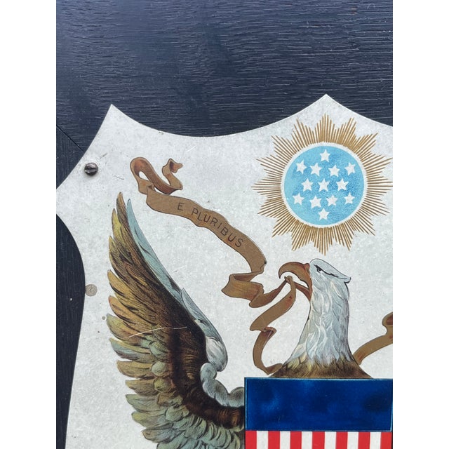 An exceptionally rare and well preserved late 19th C patriotic artifact. This striking, finely lithographed tin features...