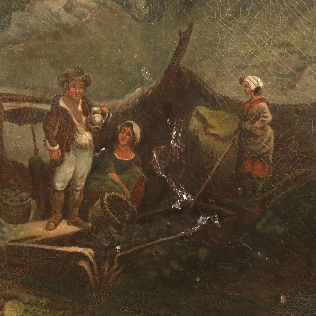 Landscape with Peasants, 1800s, Oil on Canvas For Sale - Image 6 of 11