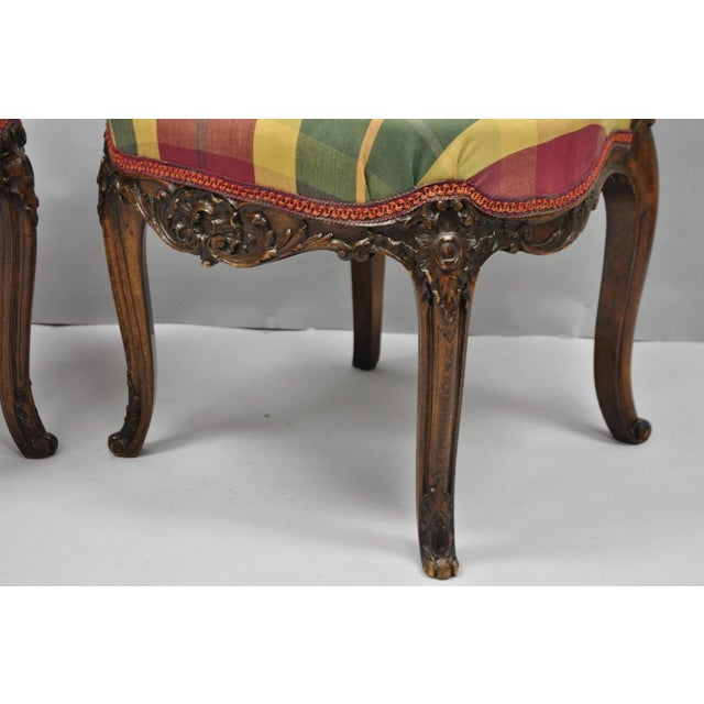 Antique French Country Louis XV Carved Walnut Cane Back Side Chairs - A Pair For Sale - Image 14 of 18