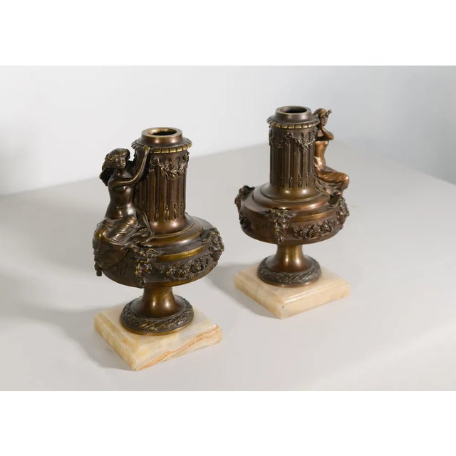 Classical Style Vases or Lamp Bases in Bronze, Set of 2 For Sale - Image 5 of 6