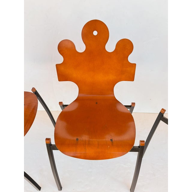 Mid 20th Century Set of Six French Modern Jigsaw Puzzle Back Chairs For Sale - Image 5 of 9