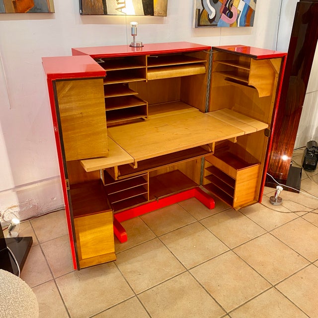 Cube Secretary in Red Lacquer from Magicbox, 1950 For Sale - Image 3 of 6