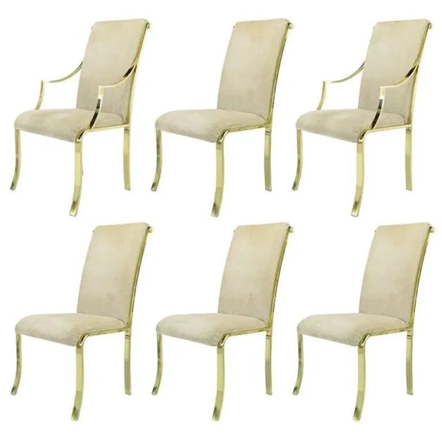 Set of Six Art Deco Revival Brass Dining Chairs by Design Institute of America For Sale - Image 10 of 10