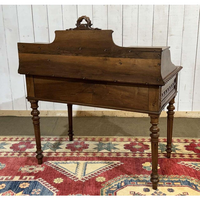 Antique Louis XVI Style Desk in Walnut with Leather Top, 1800s For Sale - Image 15 of 18