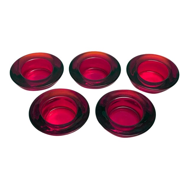 Crate and Barrel Red Votive Tealight Candle Holders Set of 5 Chairish