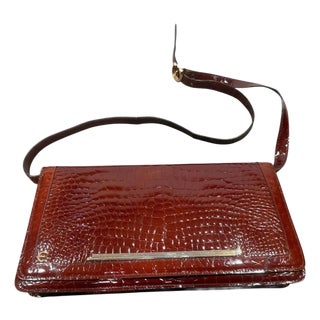 1970s Vintage Red Brick Leather Italian Shoulder Bag by Enzo for New Bags For Sale
