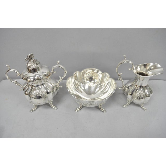 Vintage Reed & Barton Winthrop Shield 1795 E Silver Plated Tea Set - 6 Pc Set For Sale - Image 11 of 18