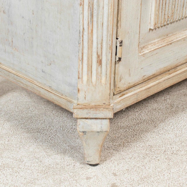 Handcrafted Gustavian Style Painted Buffet With Reeded Front For Sale - Image 12 of 17