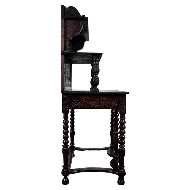 2000 - 2009 19th Century English Bobbin-Turned Oak Side Table For Sale - Image 5 of 12