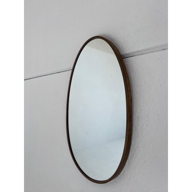 Oval Mirror with Brass Frame, 1970s For Sale - Image 4 of 4