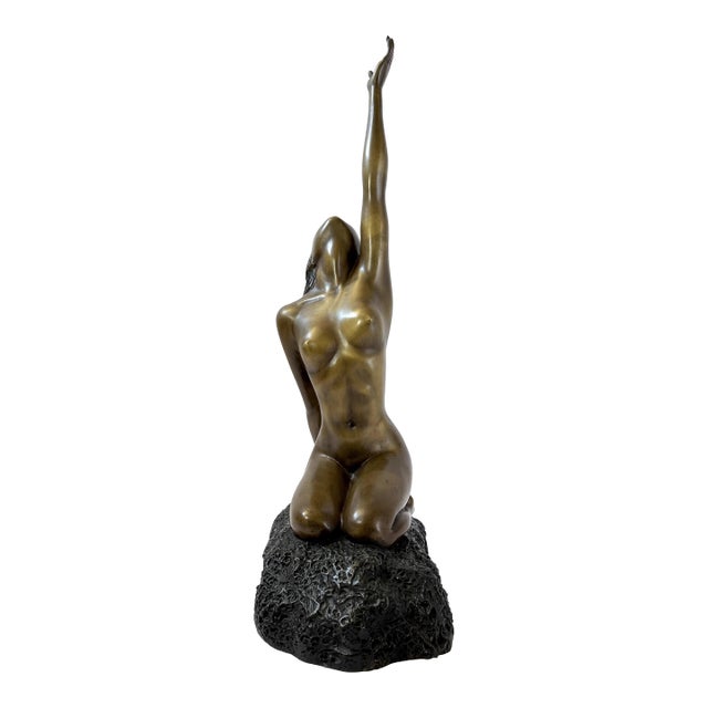 Nude Woman on Rock - Bronze - 29" For Sale