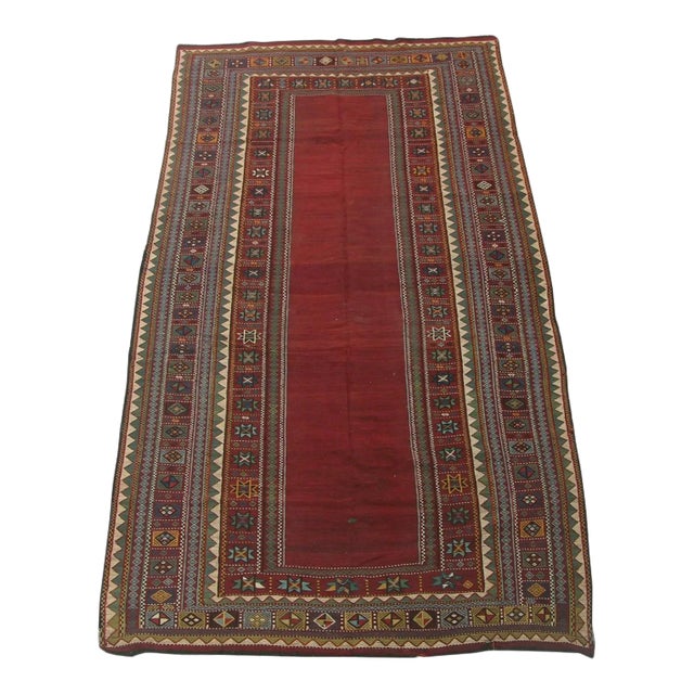 Antique Kilim Geometric Design Runner 9'.8'' X 5.'4'' For Sale