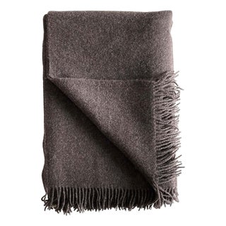 Alpaca Wool Throw With Fringe in Dark Coco For Sale
