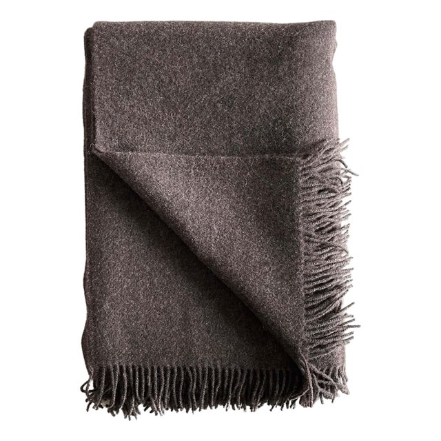 Alpaca Wool Throw With Fringe in Dark Coco For Sale