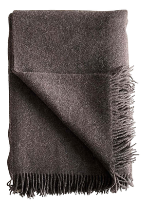 Alpaca Wool Throw With Fringe in Dark Coco