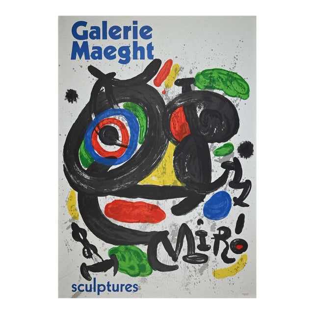 Sculptures, Vintage Poster After Mirò Lithograph from Galerie Maeght, 1970s For Sale