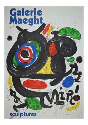 Sculptures, Vintage Poster After Mirò Lithograph from Galerie Maeght, 1970s