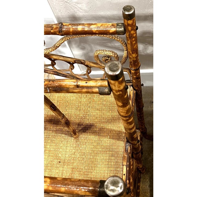 Victorian Style Smoked Bamboo Magazine Rack For Sale - Image 10 of 11