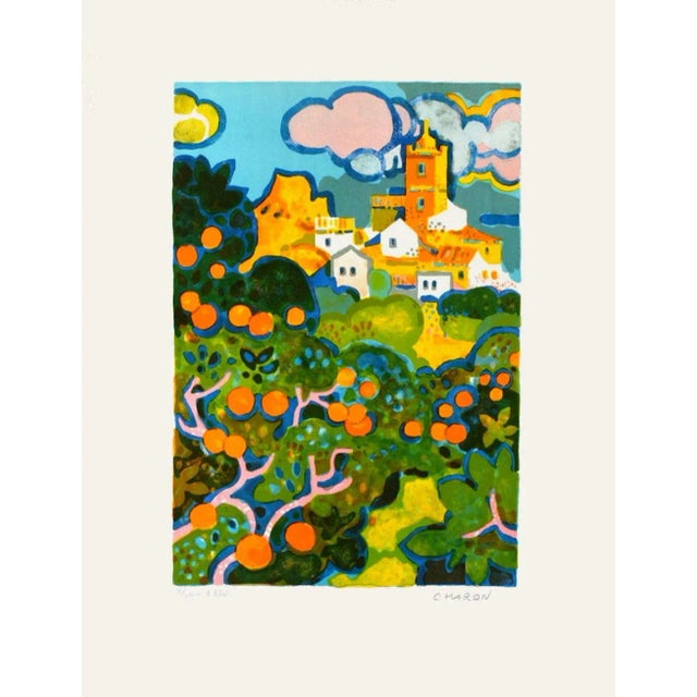 1980s Guy Charon Orange Trees Lithograph For Sale
