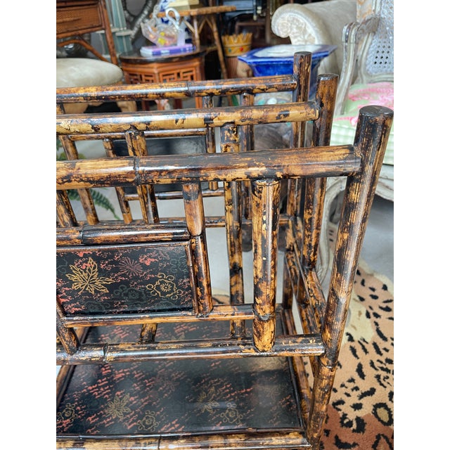 Antique British Colonial Magazine Rack, Bamboo & Lacquer, 1890s For Sale - Image 10 of 17