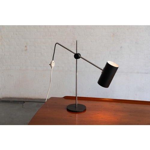 This minimalistic table lamp was designed by jjm ‘jan’ hoogervorst for the dutch lamp producer anvia in the 1950’s. The...