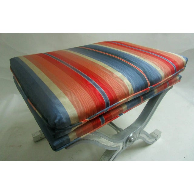 Dorothy Draper Henredon Hollywood Regency Silver Gilt Wood Curule Bench - A Pair For Sale - Image 10 of 13