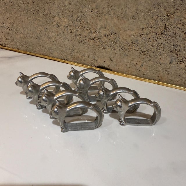 Modern Aluminum Napkin Rings Cat Set of Eight (8) For Sale In San Diego - Image 6 of 9