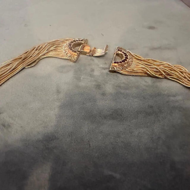 2010s High Quality Costume Jewelry Gilt Metal Italian Multi-Strand Necklace For Sale - Image 16 of 17