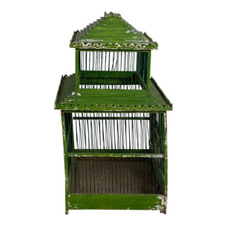 Green Painted Bird Cage, South East Asia Circa 1900 For Sale